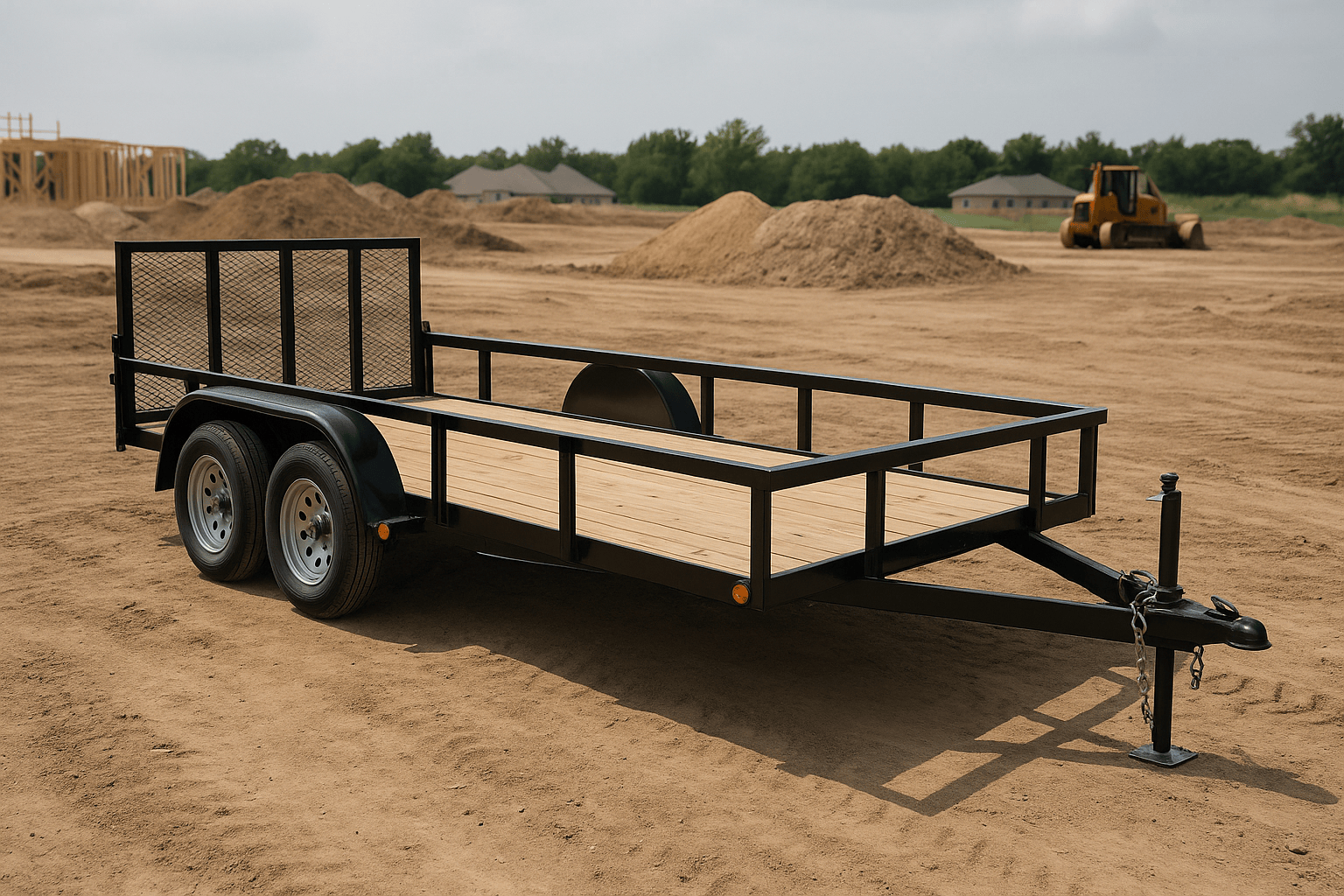 Trailer on worksite Trailer on worksite