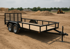 Trailer on worksite Trailer on worksite